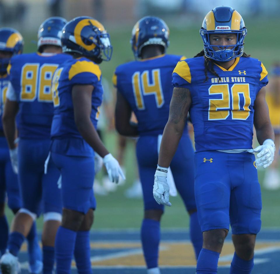 Angelo State University's Donavyn Jackson looks on from the sidelines during a game against Midwestern State at LeGrand Stadium at 1st Community Credit Union Field on Saturday, Sept. 18, 2021. Jackson is a former San Angelo Central High School standout.