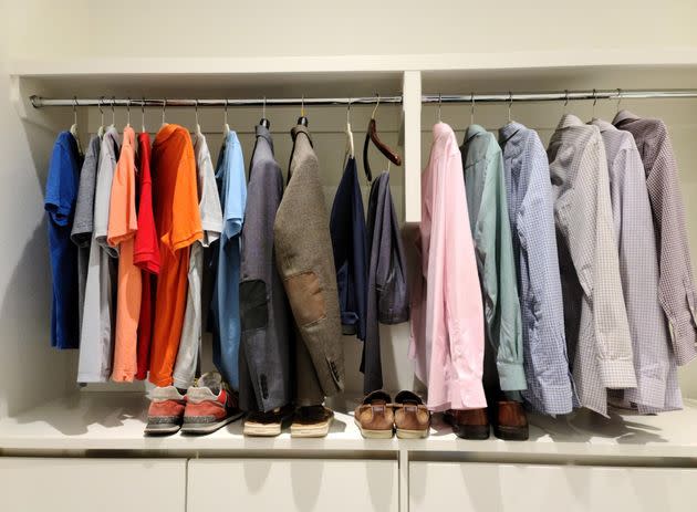 The author's husband's entire wardrobe after their family's move to minimalism. (Photo: Courtesy of Christina Crawford)