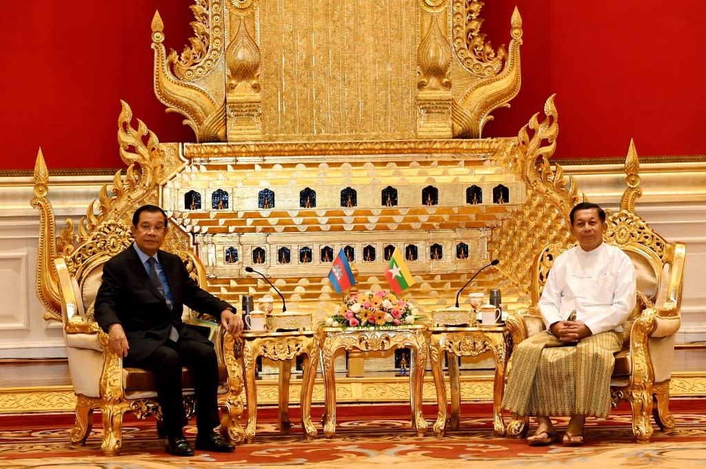 In a statement, the commission said Cambodian Prime Minister Hun Sen’s visit was part of his effort to end the conflict in Myanmar. — An Khoun SamAun / National Television of Cambodia (TVK)/AFP pic