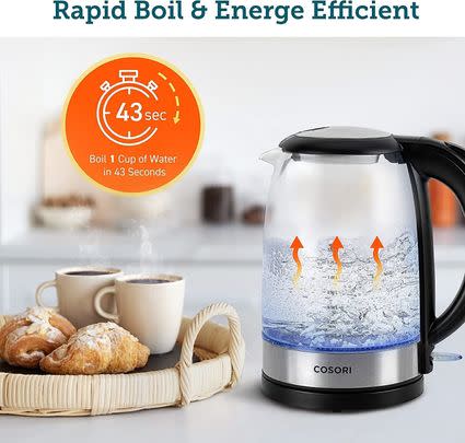 In the market for a new kettle? This energy-saving one is 17% off and heats up super fast and allows you to boil enough for just one cuppa rather than wasting energy by filling the whole thing.