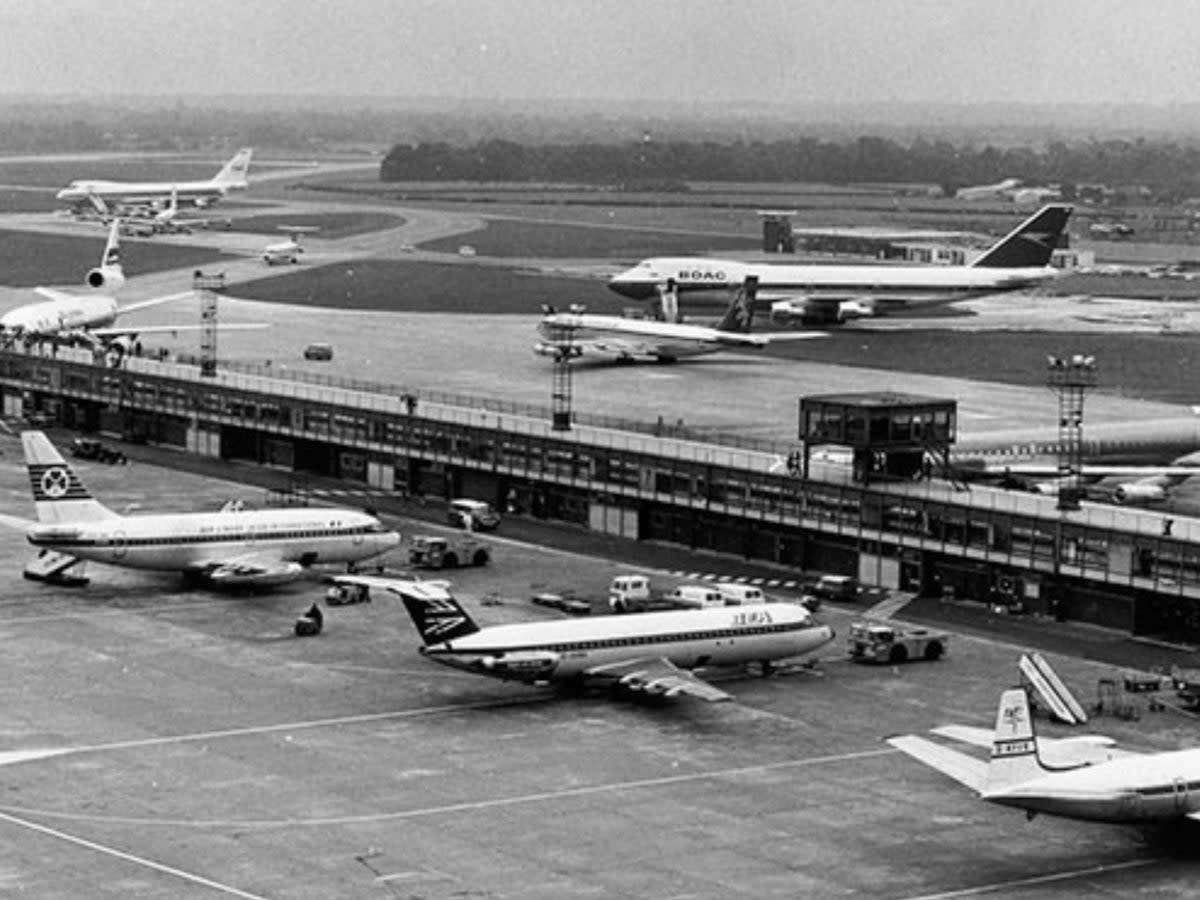 The way we were: Manchester airport around 1973. The plane bottom right is a Dan-Air Comet (Manchester Airports Group)