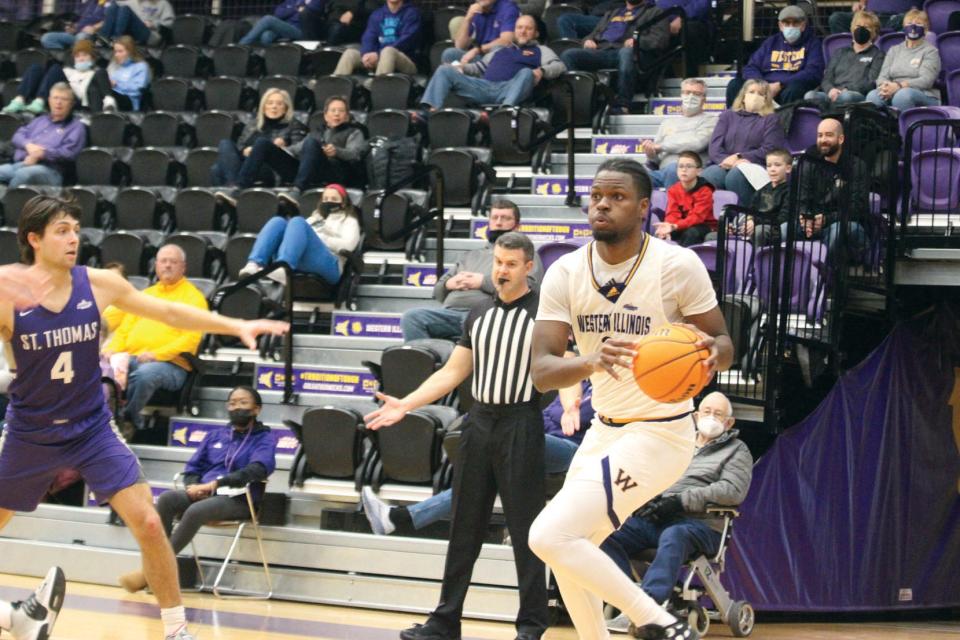 Western Illinois' Tamell Pearson goes to the basket during a game against St. Thomas.