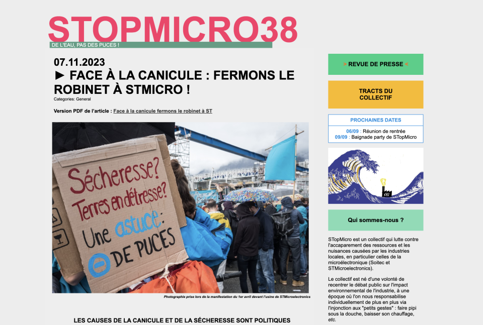 Capture d’écran du site « Stopmicro38 »