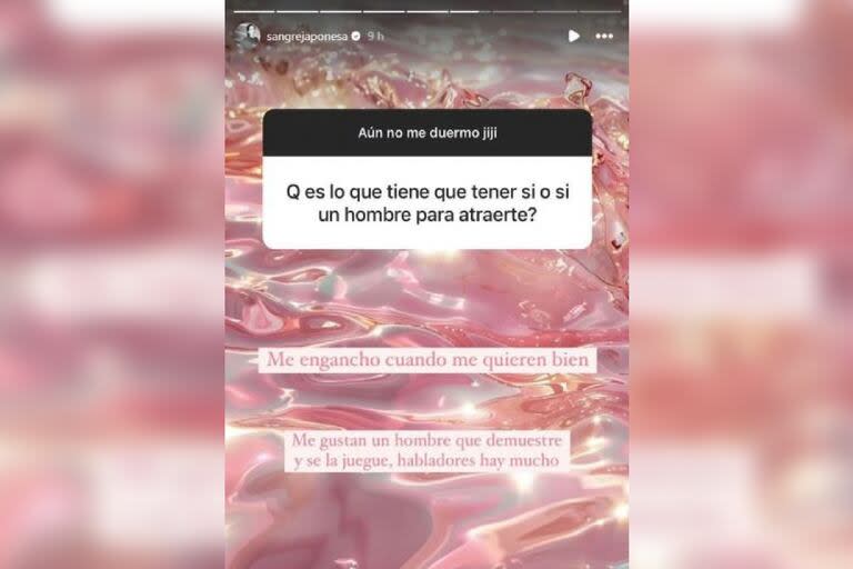 La actriz reveló qué es lo que le atrae de un hombre (Captura Instagram @sangrejaponesa)