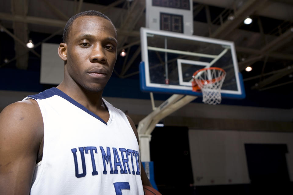 This undated photo provided by UT-Martin shows basketball player Lester Hudson. As a senior at UT-Martin, Hudson had 25 points, 12 rebounds, 10 assists, 10 steals against Central Baptist on Nov. 13, 2007, for the only quadruple double in Division I history. (UT Martin Universeity Relations via AP)