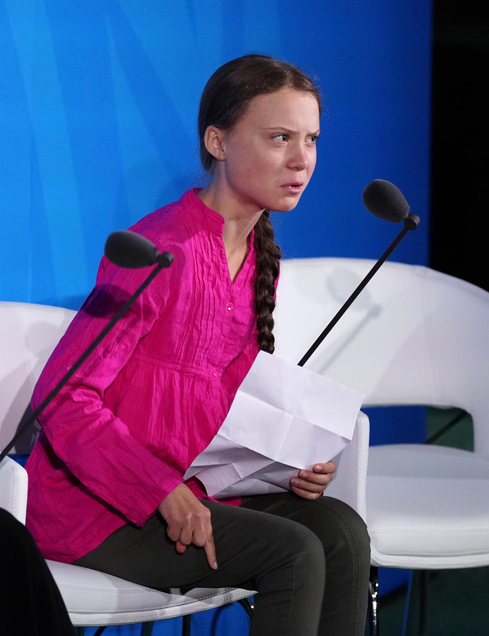 16-year-old Swedish Climate activist Greta Thunberg speaks at the 2019 United Nations Climate Action Summit at U.N. headquarters in New York City, New York, U.S., September 23, 2019.
