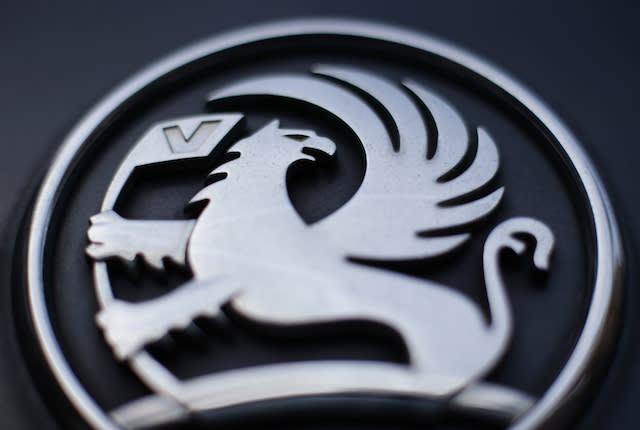 File photo dated 06/03/17 of the griffin badge on the front of a Vauxhall vehicle. The company says that it is &quot;following a strategic plan&quot; despite the car giant slips into third place for UK sales rankings.