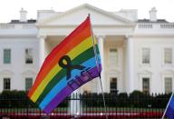 <p>A rainbow flag shows the name of the gay nightclub where the worst mass shooting in U.S. history occurred, in Orlando, Fla., during a vigil in front of the White House, June 12, 2016. (Joshua Roberts/Reuters) </p>