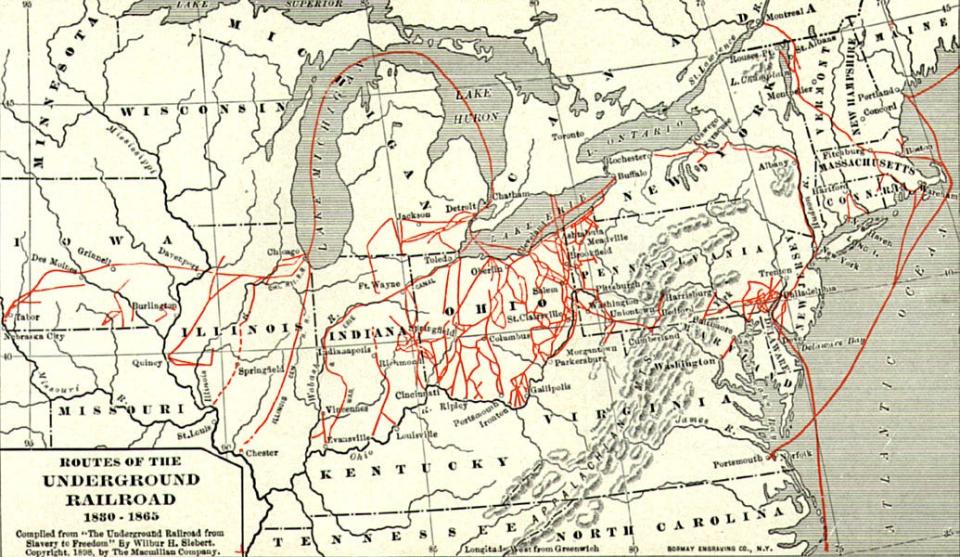 Routes of the Underground Railroad, from "The Underground Railroad from Slavery to Freedom."