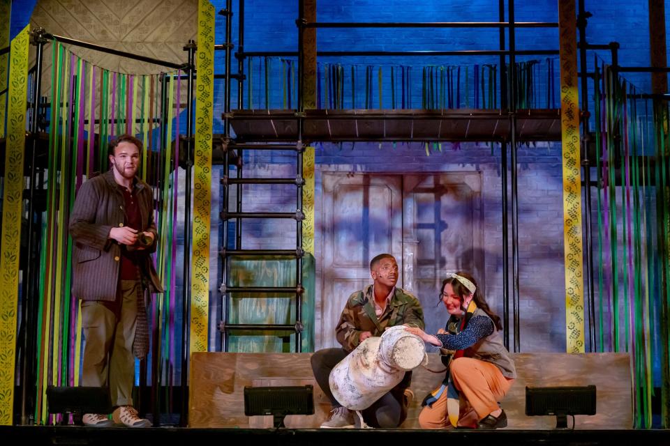 The Carnegie opened its new summer stork series with "Into the Woods," featuring, from left, Tyler J. Martin, Jamal Stone and Sarah Jane Nelson. Later, two more shows will join the summer repertory, "Rent" and the world premiere of "George Remus: A New Musical."