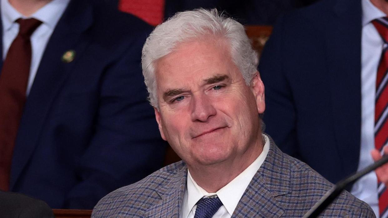 PHOTO: House Majority Whip Tom Emmer watches as the House of Representatives holds an election for a new Speaker of the House at the Capitol, Oct. 25, 2023. (Win Mcnamee/Getty Images)
