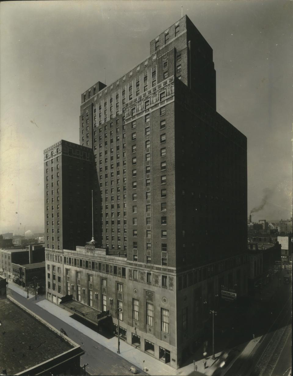 Shown in 1941, the Schroeder Hotel was Milwaukee's largest when it was built; it served as home to the 1940 NFL Draft (in December of 1939).