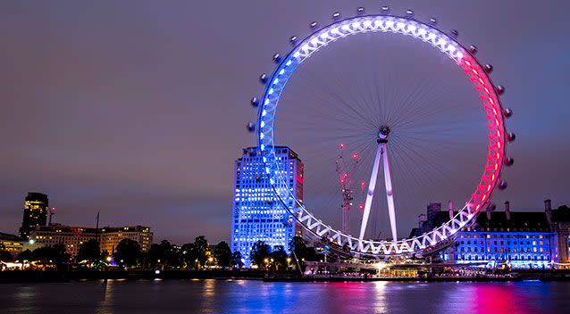 The London Eye was also illuminated for the attack in Nice. Source: AAP