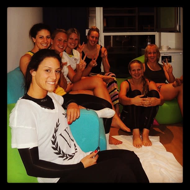 Stephanie Rice - "Watching the Opening Ceremony from our apartment with @bbaratt @blairevans3 @melschlanger @leisel_jones @jessschipper @kyliepalmer90"