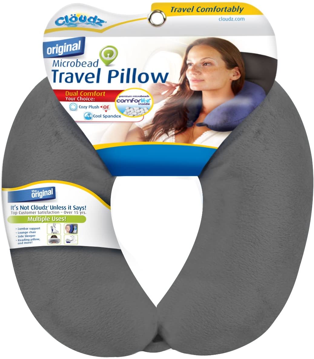 Cloudz Microbead Travel Neck Pillow - Grey