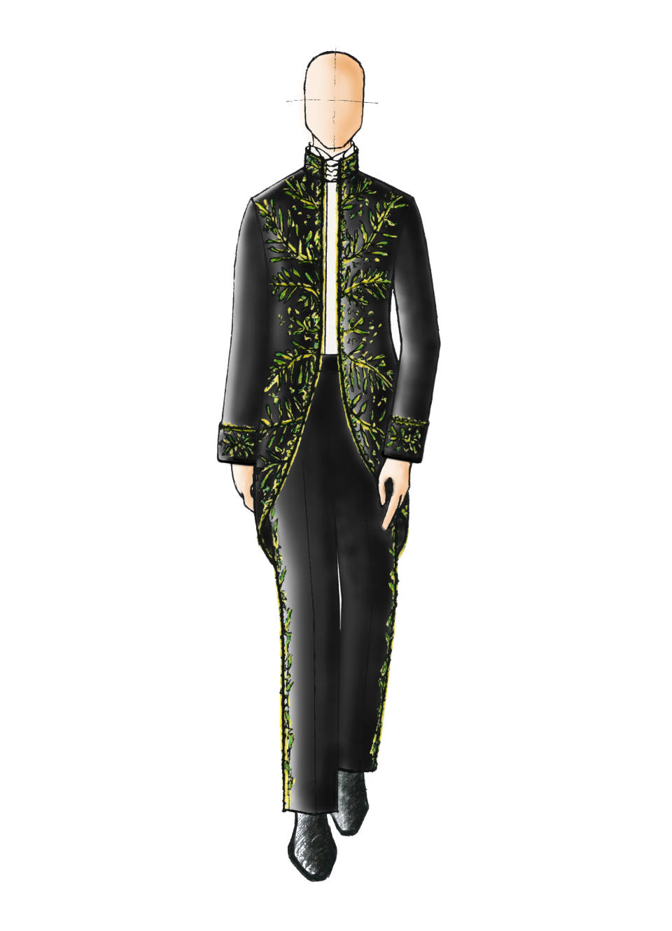 A sketch of Dior’s ceremonial uniform for Jean-Michel Othoniel. - Credit: Courtesy of Dior