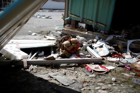 Stuffed toys are seen during a search for the dead operation in the destroyed the Mudd neighbourhood after Hurricane Dorian hit the Abaco Islands in Marsh Harbour,