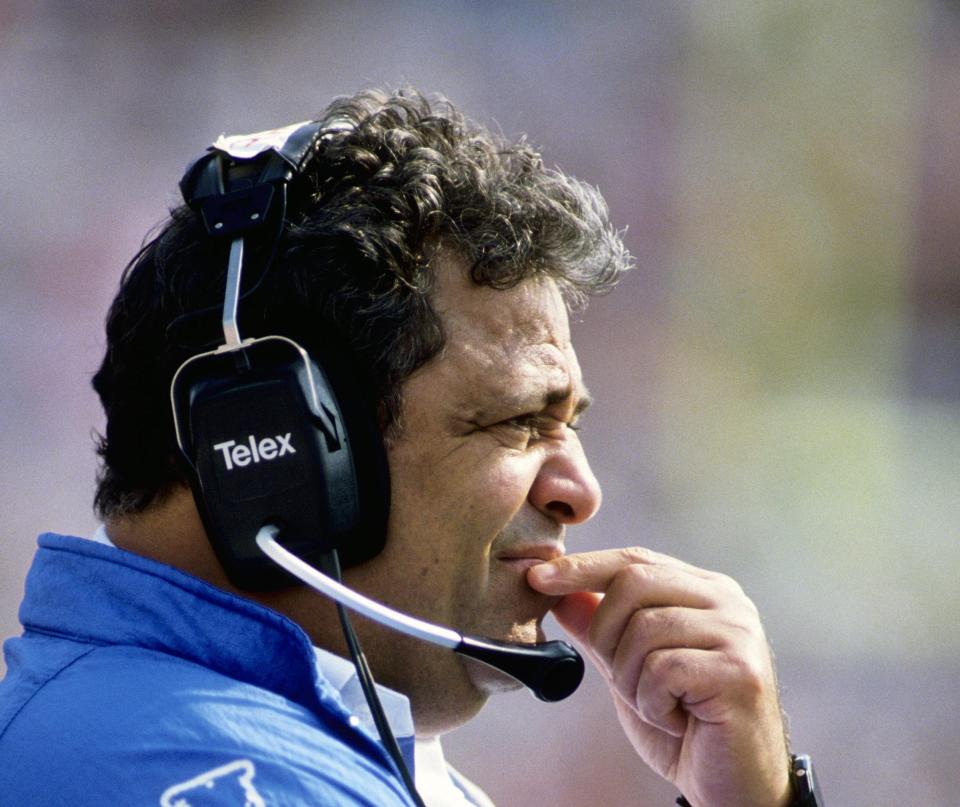 Nov 10, 1991; Tampa, FL, USA; FILE PHOTO; Detroit Lions head coach Wayne Fontes on the sideline against the Tampa Bay Buccaneers at Tampa Stadium. Mandatory Credit: USA TODAY Sports