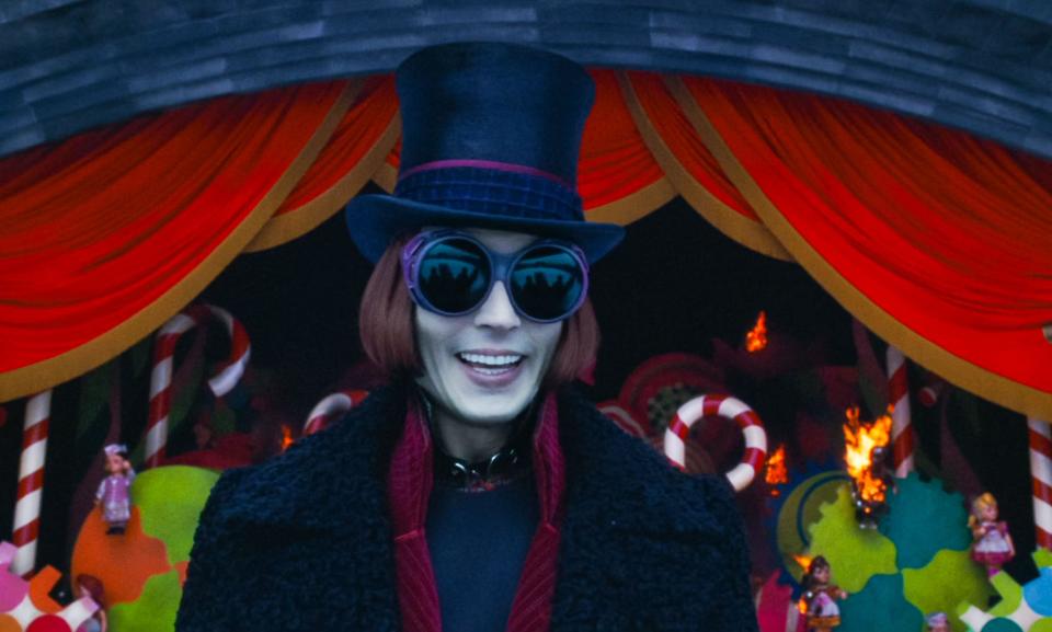 USA. Johnny Depp in a scene from (C)Warner Bros film: Charlie and the Chocolate Factory (2005) .  Plot: A  young boy wins a tour through the most magnificent chocolate factory in the world, led by the world's most unusual candy maker - Willy Wonka. Ref: LMK106-J10147-230823 Supplied by LMKMEDIA. Editorial Only. Landmark Media is not the copyright owner of these Film or TV stills but provides a service only for recognised Media outlets. pictures@lmkmedia.com