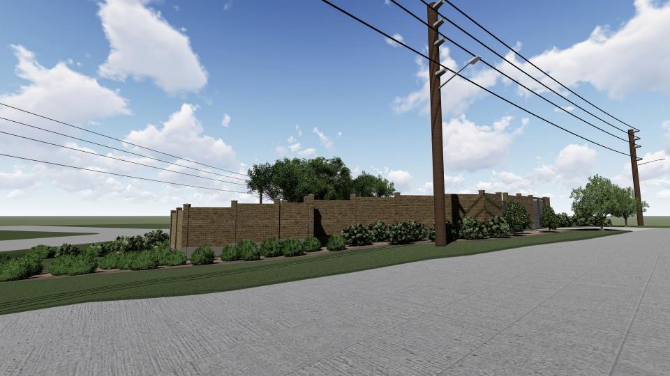 A rendering of a brick enclosure similar to the one that will surround a gas regulator station at the entrance of the Foxfire subdivision in Fayetteville, NC. Piedmont Natural Gas is doing the project.