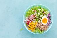 <p>Yep, you read that right. High-water foods like fruits and veggies will fill you up faster. Try incorporating more salads and greens that have a high water content such as cucumber, celery and zucchini. A simple pre-dinner app of <a href="https://www.goodhousekeeping.com/food-recipes/party-ideas/a26783116/spring-crudites-with-herbed-cheese-dip-recipe/" rel="nofollow noopener" target="_blank" data-ylk="slk:sliced crudité;elm:context_link;itc:0;sec:content-canvas" class="link ">sliced crudité</a> and spicy hummus is a healthy choice. Plus, the combo of <a href="https://www.goodhousekeeping.com/health/diet-nutrition/news/a42428/spicy-food-longevity/" rel="nofollow noopener" target="_blank" data-ylk="slk:capsaicin (a spice in hot peppers);elm:context_link;itc:0;sec:content-canvas" class="link ">capsaicin (a spice in hot peppers)</a> and the chickpeas' soluble fiber can help curb hunger.</p>