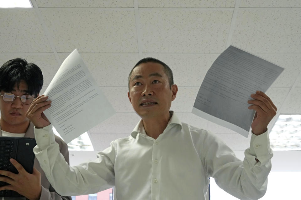 FILE - Peter Møller, attorney and co-founder of the Danish Korean Rights Group, speaks to the media at the Truth and Reconciliation Commission in Seoul, South Korea, Tuesday, Sept. 13, 2022. A report by a Danish authority that supervises international adoptions on Thursday, Jan. 25, 2024 said that that adoption of South Korean children in the 1970s and 1980s was “characterized by systematic illegal behavior in South Korea” and that the Asian country made it “possible to change information about the child background and adopt a child without the knowledge of the biological parents.” (AP Photo/Ahn Young-joon, File)