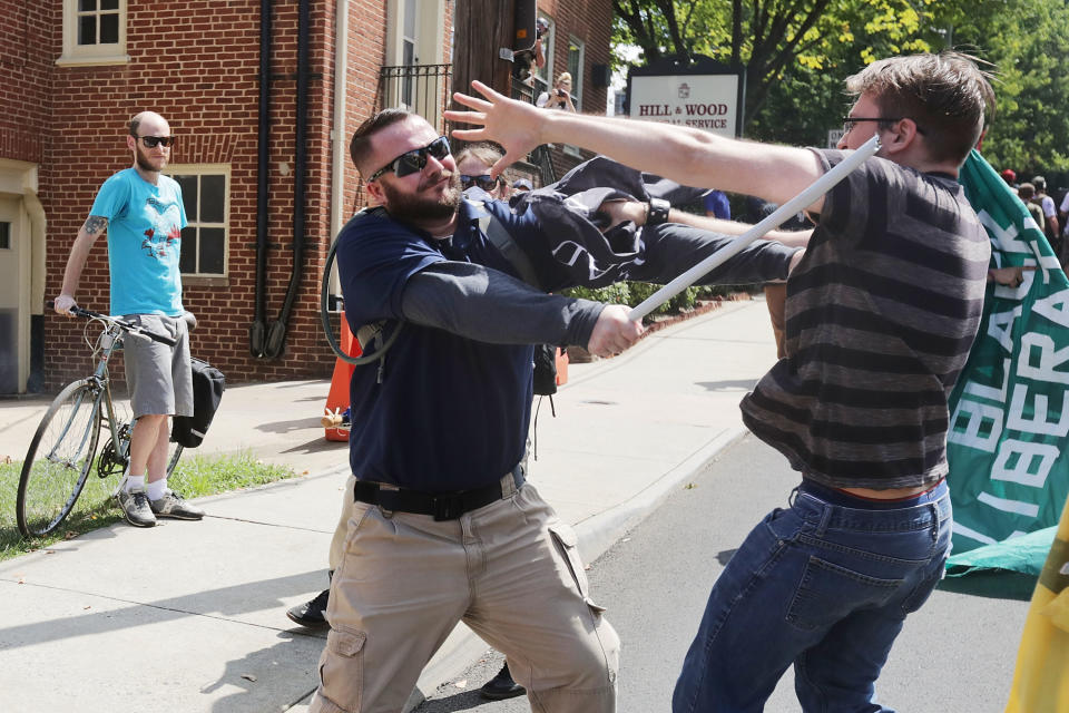 White nationalists, neo-Nazis and members of the ‘alt-right’ clash with counter-protesters at the march