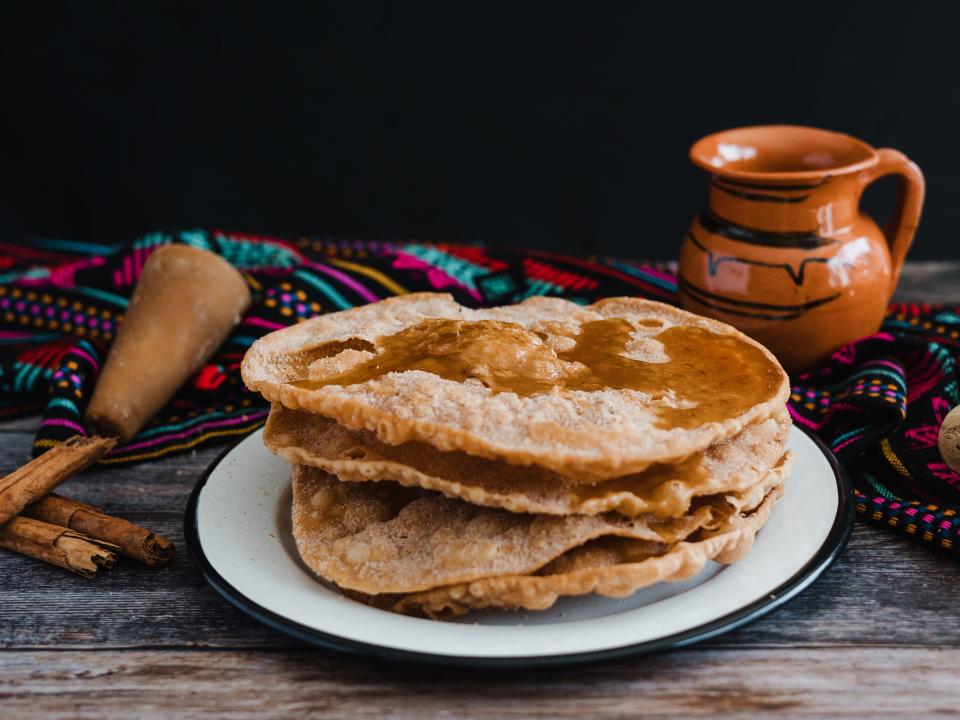 Mexican buñuelos recipe and ingredients of traditional dessert for Christmas in Mexico