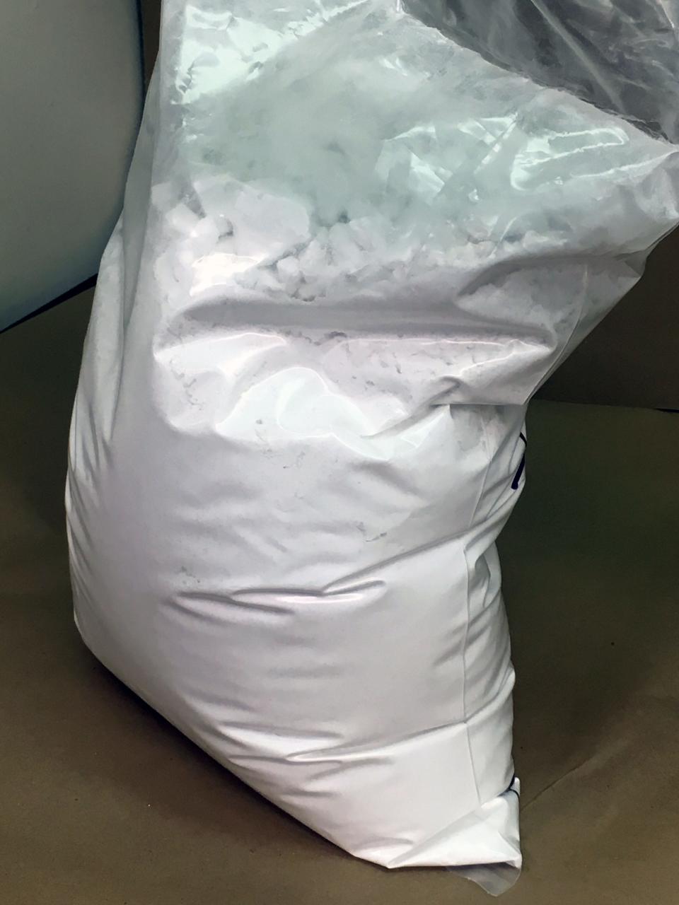 A U.S. Drug Enforcement Administration photo of a plastic bag containing fentanyl powder.