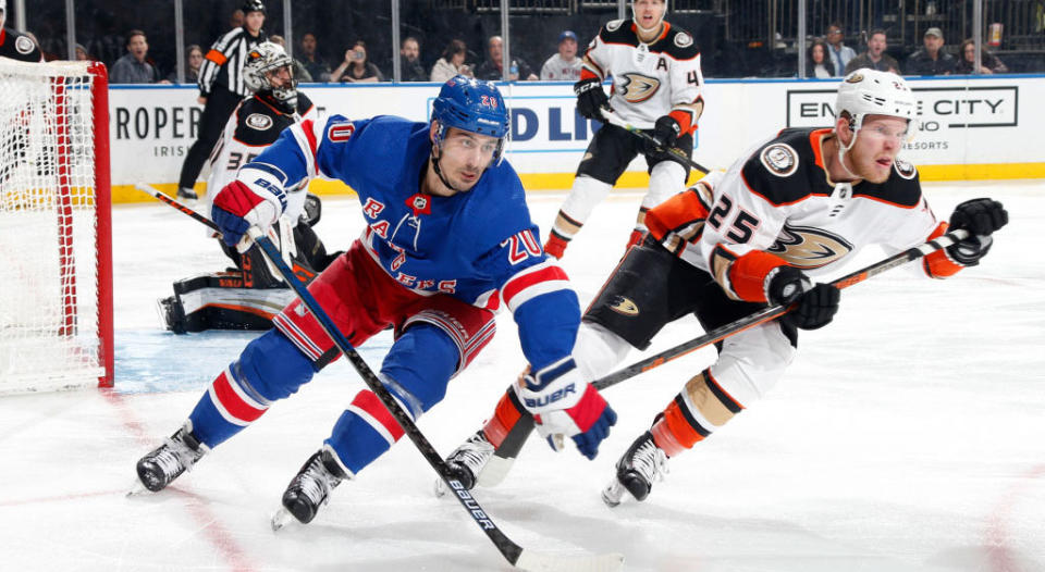 Eight teams are reportedly eyeing down Rangers winger Chris Kreider. (Getty)