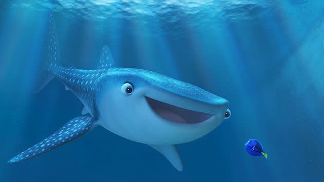 The new trailer introduces us to Dory's childhood friend, a whale shark called Destiny. Photo: Walt Disney Studios