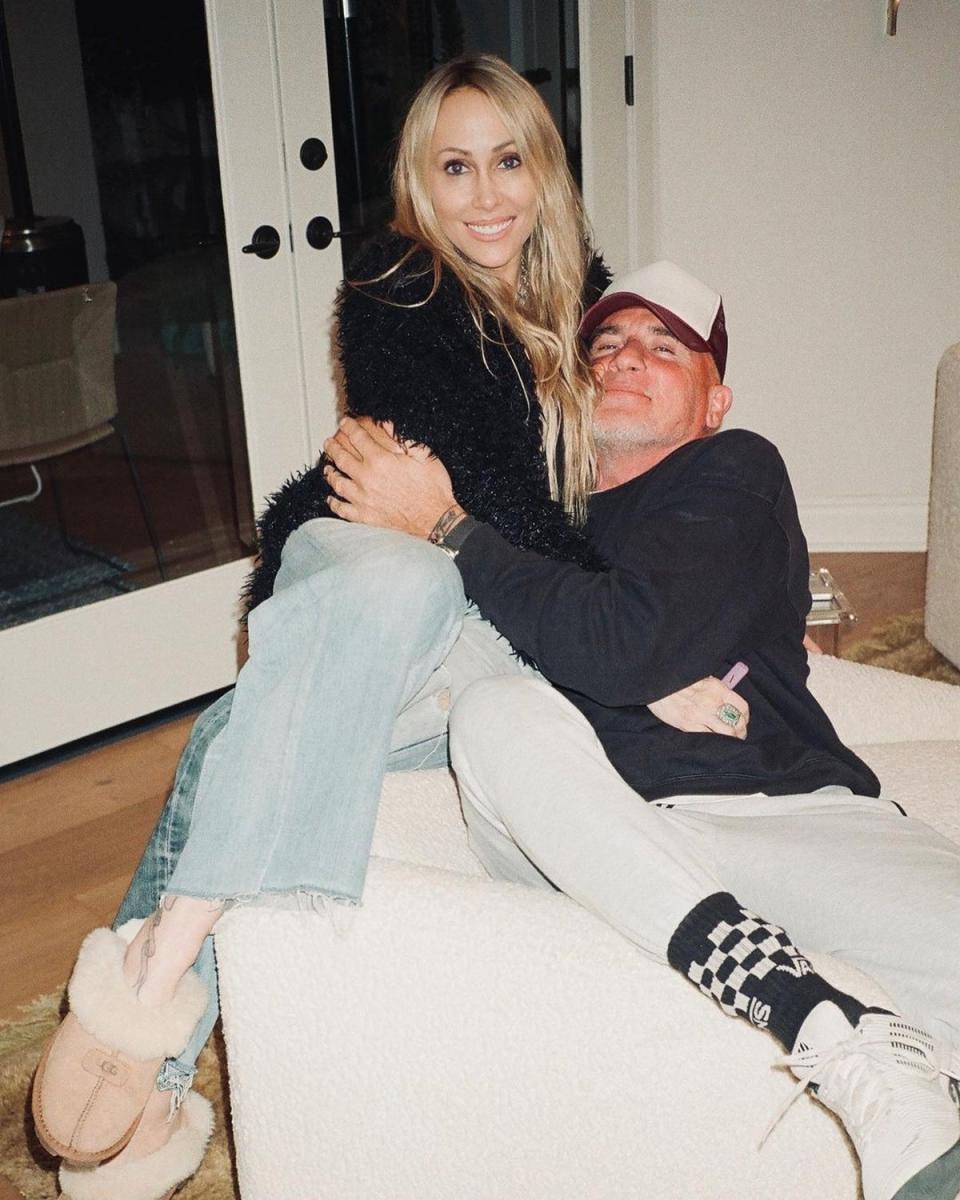 Tish Cyrus pictured with new husband Dominic Purcell (Instagram @tishcyrus)