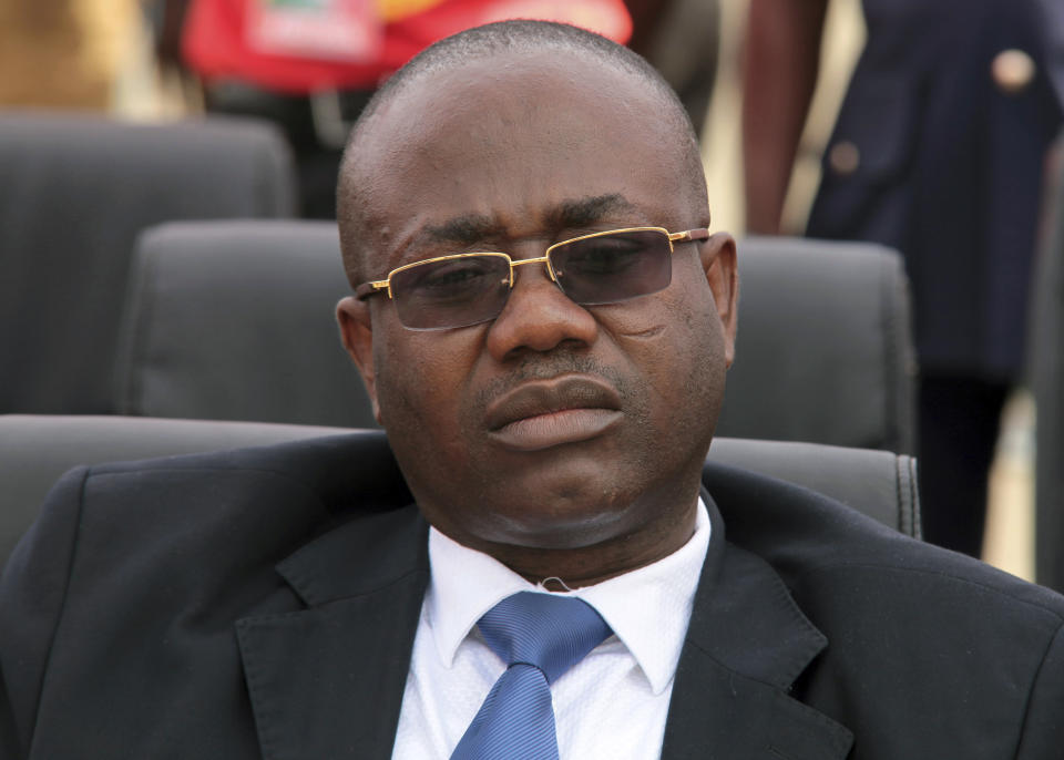 FILE- In this Saturday Nov. 25. 2013 file photo, President of Ghana Football Association Kwasi Nyantakyi attends a World Cup trophy tour in Accra, Ghana. FIFA has given Nigeria and Ghana final deadlines to avoid international suspensions because of outside interference in their football associations. Ghana has been given until Aug. 27, 2018 to reverse a court order dissolving the football association. FIFA doesn’t allow governments to interfere in the running of football bodies. (AP Photo/Christian Thompson, file)