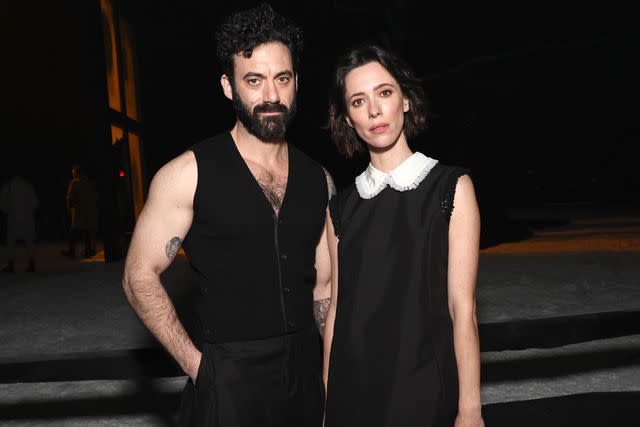 <p>Jamie McCarthy/Getty</p> Morgan Spector and Rebecca Hall at the Thom Browne fashion show during New York Fashion Week on Feb. 14, 2024