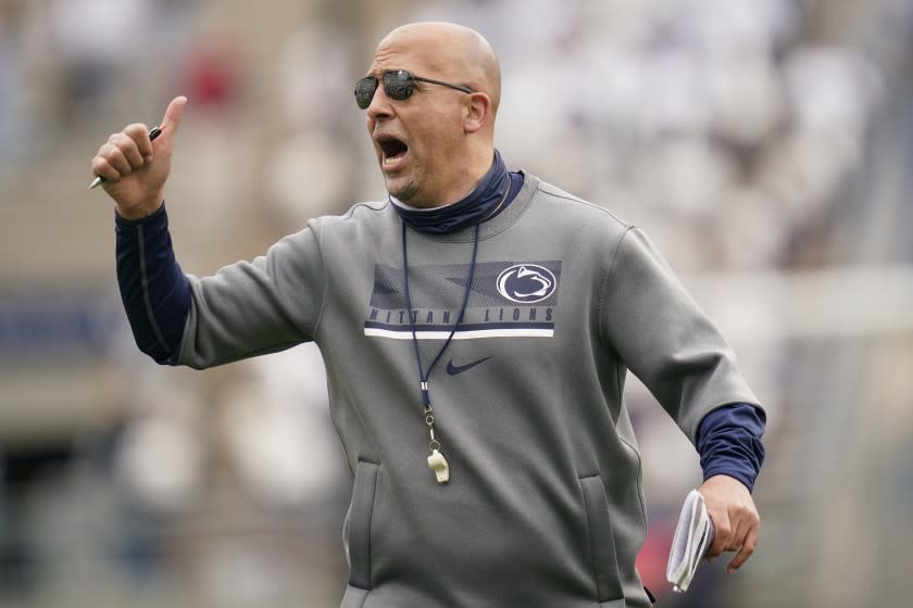 Penn State head coach James Franklin during their NCAA football practice.