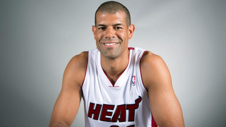 Mandatory Credit: Photo by J Pat Carter/AP/Shutterstock (6198414at)Shane Battier Miami Heat player Shane Battier poses for photos during the team&#39;s media day, in MiamiHeat Media Day Basketball, Miami, USA.