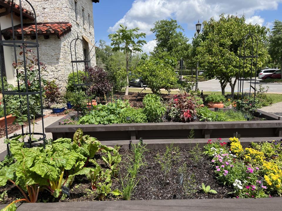 At Walt Disney World&#39;s Golden Oak community, chefs like Heather Sylvester maintain a garden filled with produce and herbs to use within their restaurant. (Photo: Terri Peters)