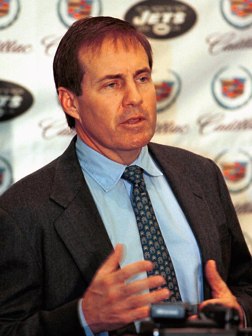 Bill Belichick, who became the New York Jets head coach when Bill Parcells resigned Monday Jan. 3, 2000, abruptly resigned during a news conference the next day,