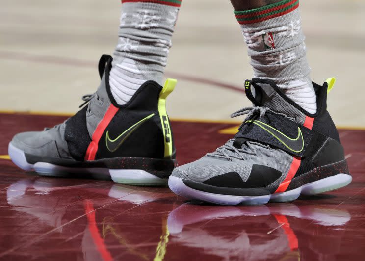 LeBron James' Christmas Day shoes. (Getty Images)