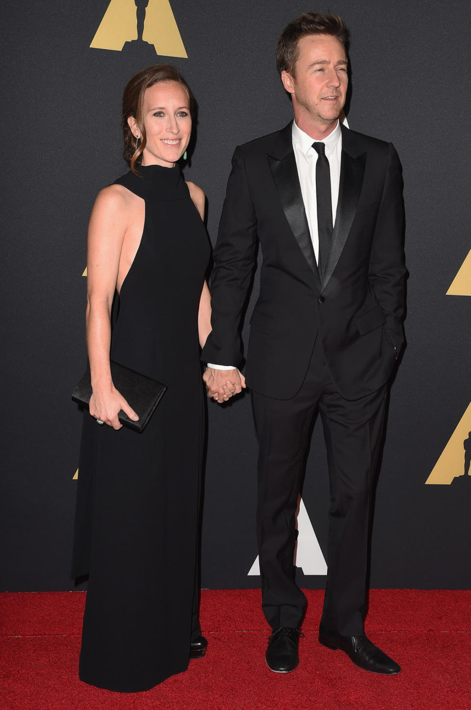 HOLLYWOOD, CA - NOVEMBER 08: Producer Shauna Robertson (L) and actor Edward Norton attend the Academy Of Motion Picture Arts And Sciences’ 2014 Governors Awards at The Ray Dolby Ballroom at Hollywood & Highland Center on November 8, 2014 in Hollywood, California.