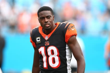 Sep 23, 2018; Charlotte, NC, USA; Cincinnati Bengals wide receiver A.J. Green (18) walks off the field after the game against the Carolina Panthers at Bank of America Stadium. Mandatory Credit: Jeremy Brevard-USA TODAY Sports