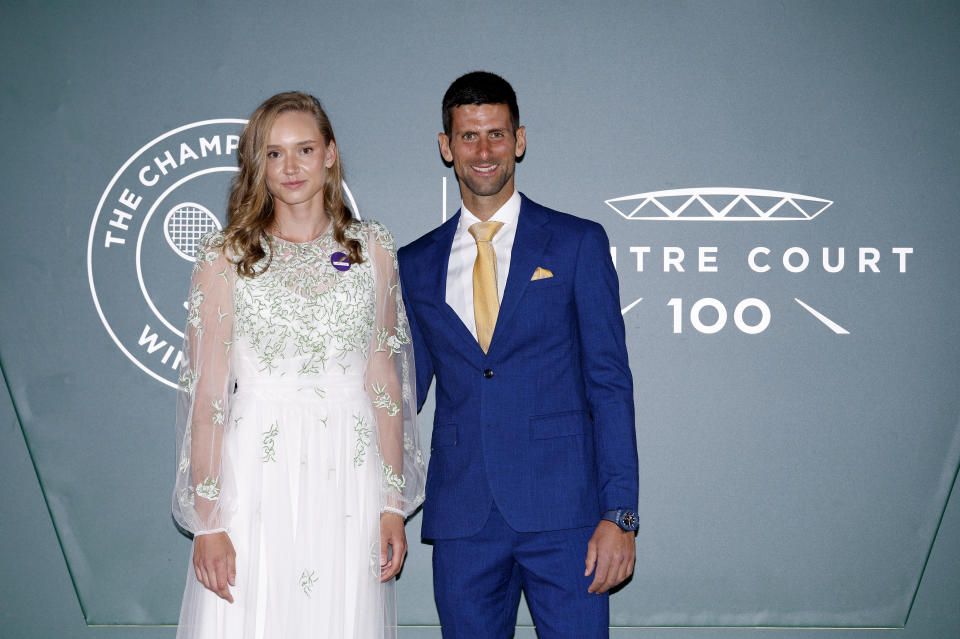 Elena Rybakina and Novak Djokovic, pictured here after winning Wimbledon.