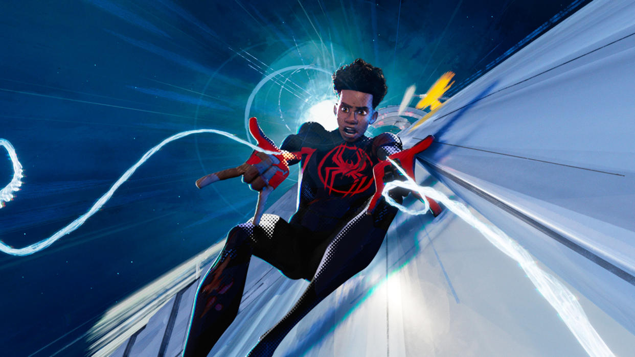  Miles Morales fires his webshooters in Spider-Man: Across the Spider-Verse 