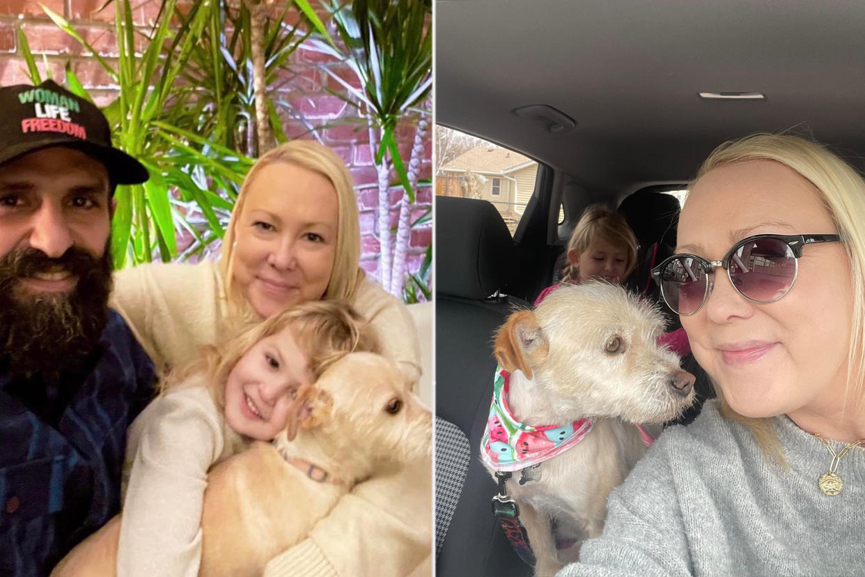 Mehrad and Elizabeth Houman, their daughter, and the dog Mishka.