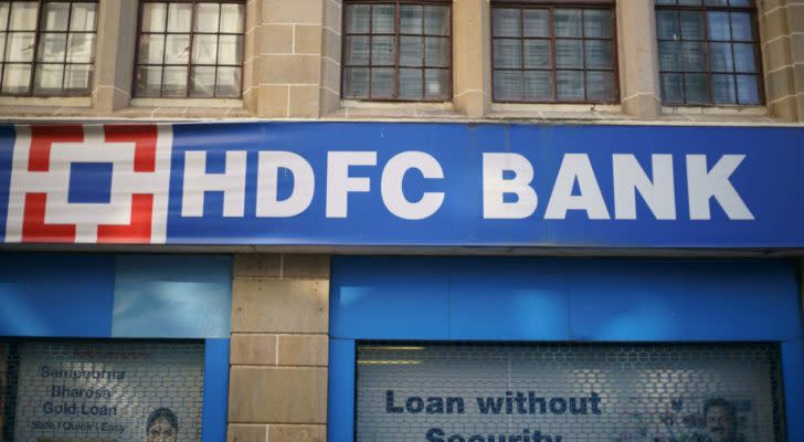 HDFC Bank storefront and logo