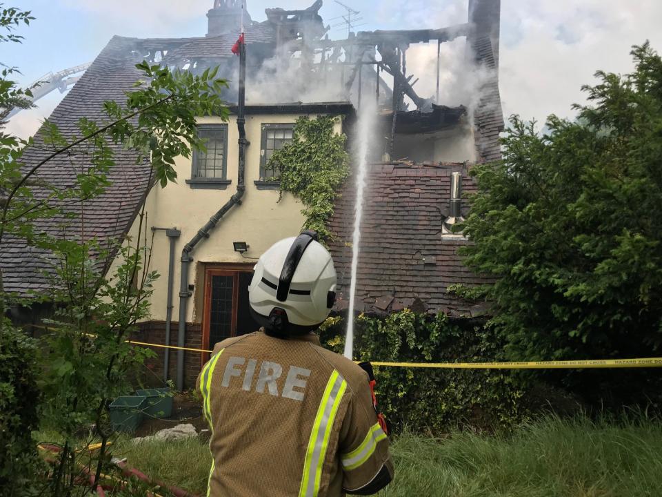 The JLS star's house went up in flames on Tuesday afternoon (Credit: London Fire Brigade)