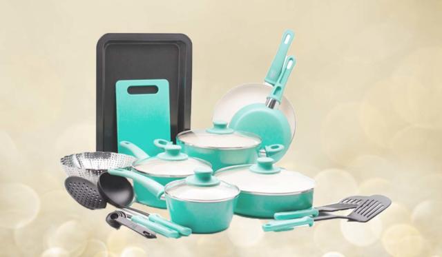 13 PCS GREEN LIFE DIAMOND COLLECTION HEALTHY CERAMIC NONSTICK COOKWARE SET  PANS