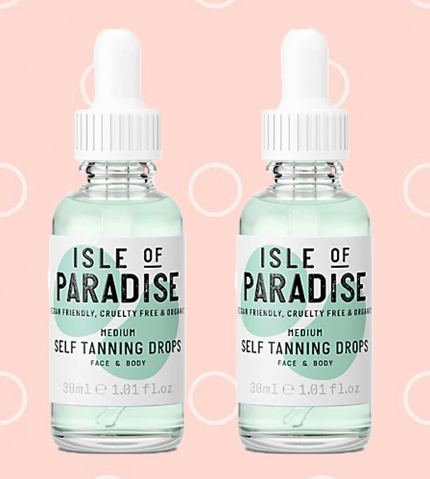 Two bottles of Isle of Paradise tanning drops side by side. 