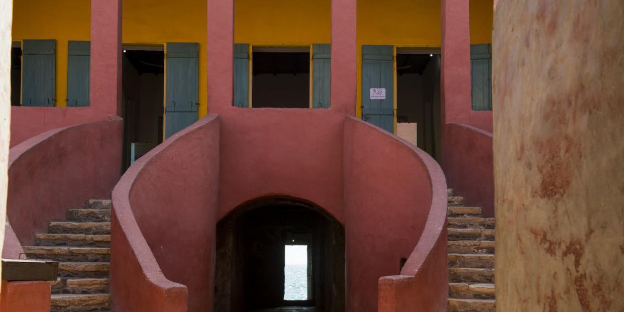 view of the door of no return in one of the slave houses on