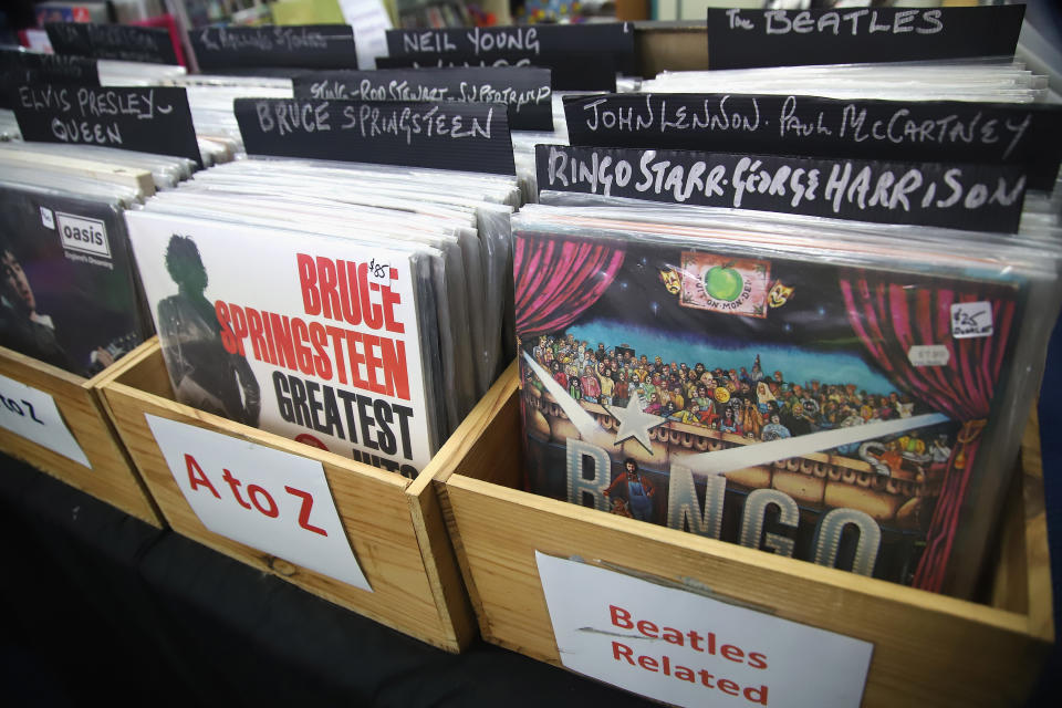 Vinyl records are seen during Record Store Day at RPM Records in Marrickville, Sydney, Saturday, April 21, 2018.